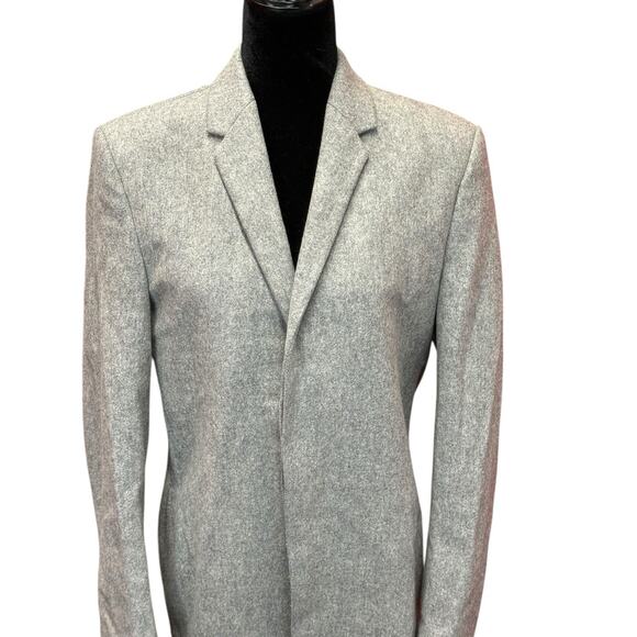 COS Men’s Gray Wool Blend Overcoat 36R Hidden Button Front Minimalist Classic - Picture 3 of 15